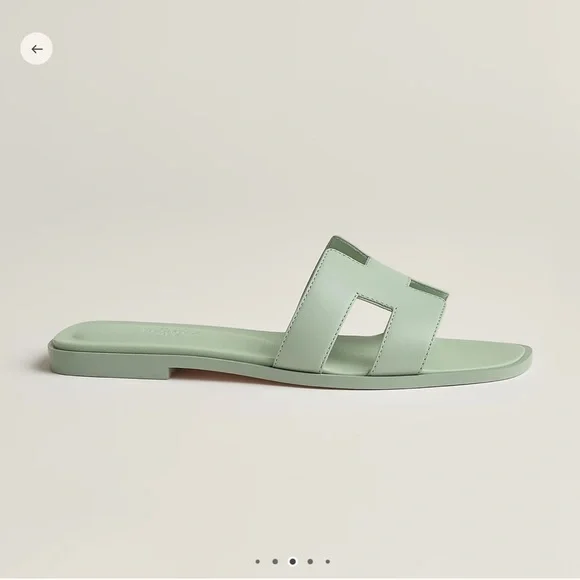 HERMES Oran Mint Green Slide Sandals 38.5 - Picture 9 of 11